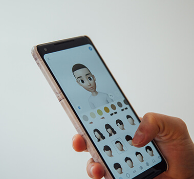 faces of people on the phone